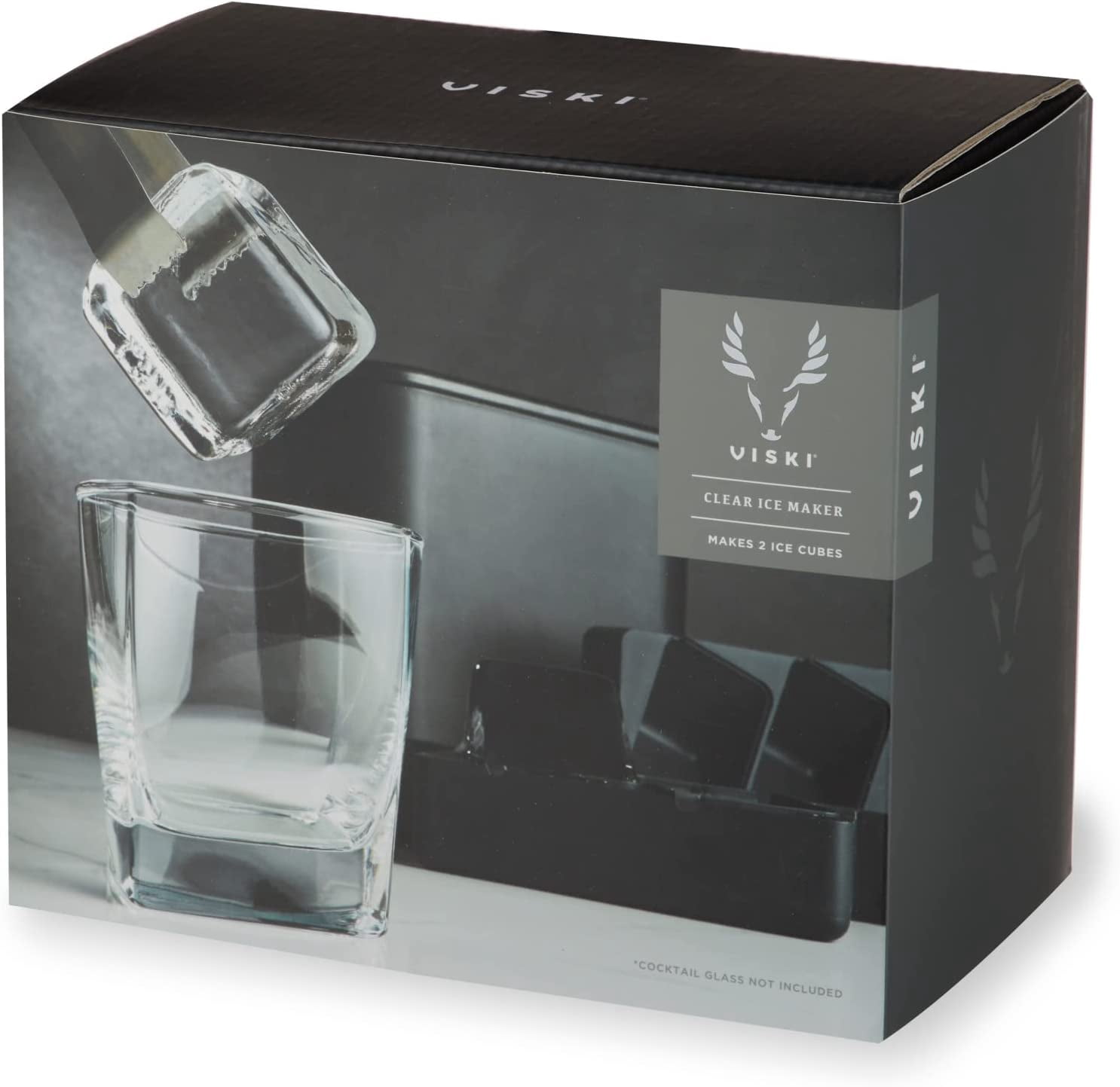 Glacier Ice Maker -   Square Cubes for Whiskey & Cocktails, Black