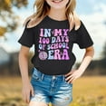 thumbnail image 2 of XAOFW Girl's T-Shirts 100 Days Of School Graphic Short Sleeve Crewneck T Shirt Playwear Casual Tee Shirt Daily Lounging Comfortable Trendy Top, 2 of 4