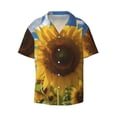thumbnail image 4 of Salouo Sky Golden Sunflower Field Pattern Cuban Collar Shirts for Men Button-Down Shirt Men's Short Sleeve Shirts Hawaiian Shirts Casual Shirts -Small, 4 of 6