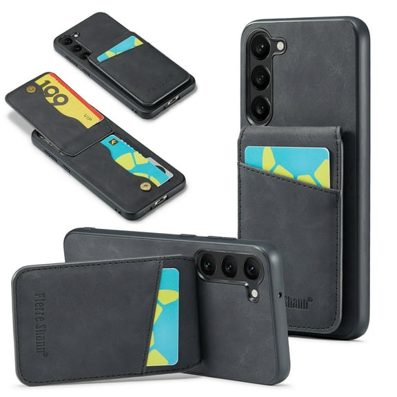 Dteck Shockproof Case for Samsung Galaxy S23 FE 2023, Magnetic Wallet Card Holder Flip Stand Wallet Case Compatible with Women Men with RFID Blocking Slim Durable Leather Flip Wallet Phone Case,Black
