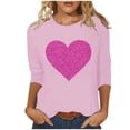 thumbnail image 2 of SOOMLON Valentines Day Tops Women Girl Friend Valentines Gift Loose 3/4 Sleeve Crew Neck Shirts Cute Heart Graphic Tshirts Trendy Festival Clothes 2025 Pink L, 2 of 4
