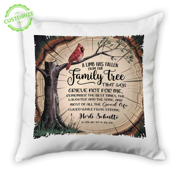 Customizaholic Custom Name Pillow, Memorial Pillow, In Loving Memory Pillow, Cardinal Bird Pillows, Sympathy Gifts, Memorial Gift