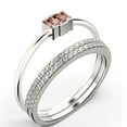 thumbnail image 3 of Dazzling 1.70 Carat Baguette Cut Trilogy Morganite Engagement Ring, Wedding Ring in 925 Sterling Silver With 18k White Gold Plating , Three Stone Ring, Trio Set, Matching Band, 3 of 4