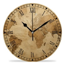 erolrail Rustic Wall Clock,Silent Non Ticking Wall Clocks for Living Room,Bedroom,Kitchen 12IN World Map Drawing