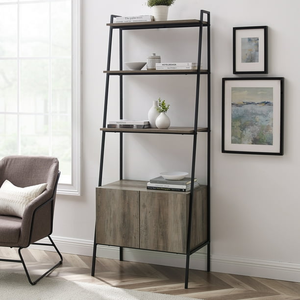 Woven Paths Urban Industrial 4Shelf Ladder Bookcase, Grey Wash