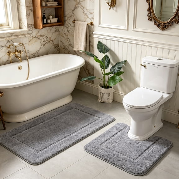 Softlife Bathroom Rug Sets 2 Pcs Absorbent Microfiber Washable Mats Dry Quickly Home Decor and Bath Room Accessories