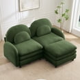 thumbnail image 3 of Modular 2-Seater Cloud Sofa with Movable Ottoman & Double-Layer Cushion! Teddy Fabric Loveseat with Curved Backrest & Lumbar Pillows for Living Room, 3 of 14