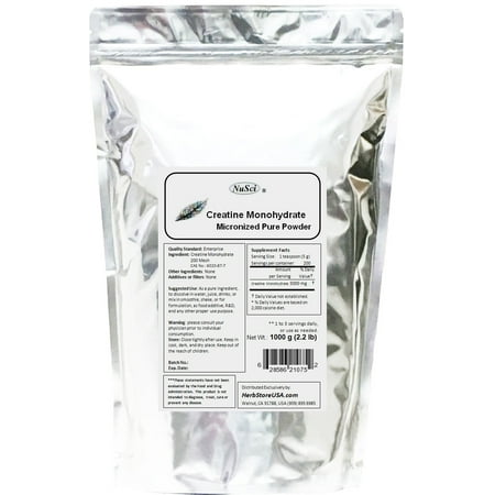 NuSci Creatine Monohydrate Powder Micronized Pure 1000 grams (2.2 lb)