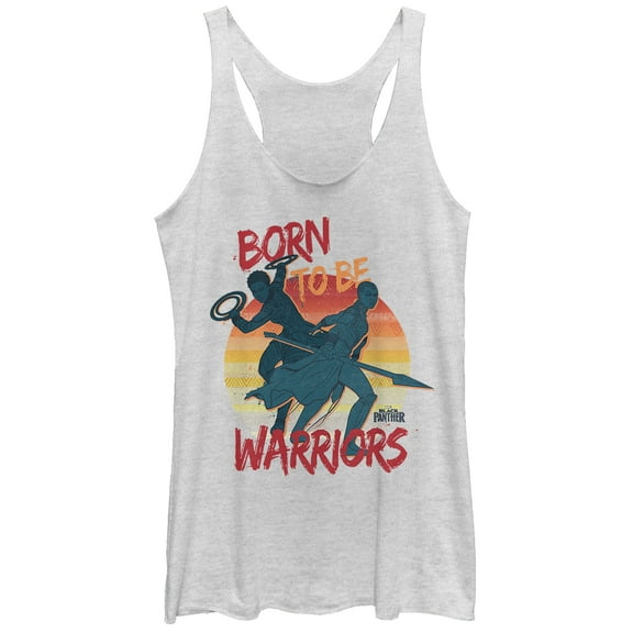 Women's Marvel Black Panther 2018 Born to Be Warriors Racerback Tank Top White Heather Small