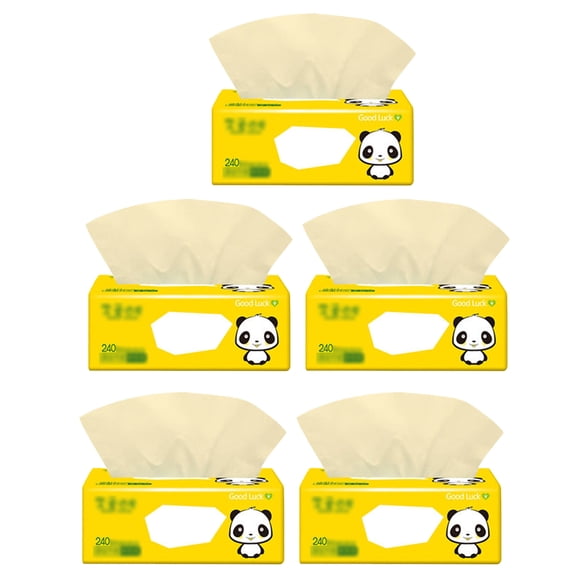 5 Packs 4-Layer Bamboo Pulp Facial Tissues Natural Paper Towels for Home & Toilet