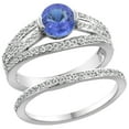 thumbnail image 1 of 14K White Gold Natural Tanzanite 2-piece Engagement Ring Set Round 6mm, size 7.5, 1 of 2