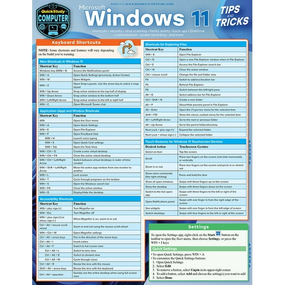 Microsoft Windows 11 - Tips & Tricks : QuickStudy Laminated Computer Reference Guide (Edition 1) (Other)