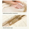 thumbnail image 4 of Hyknon Makeup Bag Travel Toiletry Bag, Quilted Simple Cosmetic Pouch with Zipper, Portable Nylon Makeup Organizer Case, Lightweight Puffy Storage Bag for Women Work Trips Vacations Daily, White, 4 of 6
