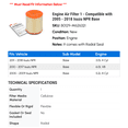 thumbnail image 2 of Engine Air Filter 1 - Compatible with 2005 - 2018 Isuzu NPR Base 2006 2007 2008 2009 2010 2011 2012 2013 2014 2015 2016 2017, 2 of 2