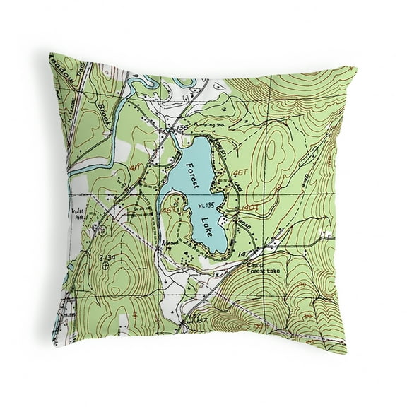 Betsy Drake KS463 12 x 12 in. Forest Lake, NH Nautical Map Non-Corded Indoor & Outdoor Pillow