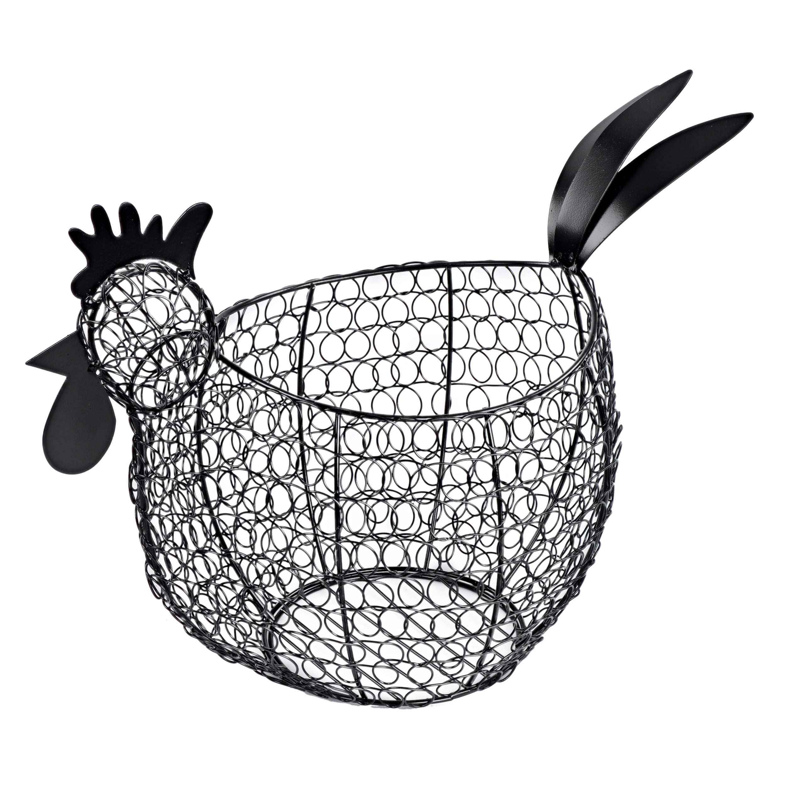 Round..SILVER FOR GATHERING EGGS ...POULTRY.. WIRE CHICKEN EGG BASKET.. 