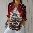 thumbnail image 4 of Women's Plus Size Christmas Shirts Long Sleeve Loose Graphic Casual Classic Collared Button Down Blouses, 4 of 6
