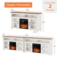 thumbnail image 5 of WAMPAT Farmhouse TV Stand with 18'' Electric Fireplace, Highboy Wood Media Entertainment Center with Glass Door, Storage Cabinet Console Table for TVs Up to 110 Inches TV,White, 5 of 9