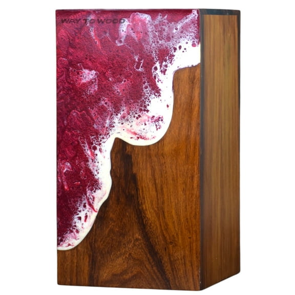 Wooden Urn for Human Ashes Adults, Men & Women - Unique Memorial Urn for Ashes - Handcrafted Urns with Ocean Resin Inlay - Cremation Urns for Burial or Home Display