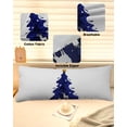 thumbnail image 3 of Navy Blue Christmas Tree Throw Pillow Cover,Xmas Elk Watercolor Painting Rectangle Decorative Pillow Case Protector Soft Cushion Cover Lumbar Pillowcase for Couch Sofa Bedroom Car Decor 20x54 Inch, 3 of 8