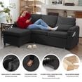thumbnail image 4 of Sectional Sleeper Sofa L shaped Charging Couch with Usb Storage Chaise Reversible Pull Out Bed for Small Space, Dark Gray, 4 of 11