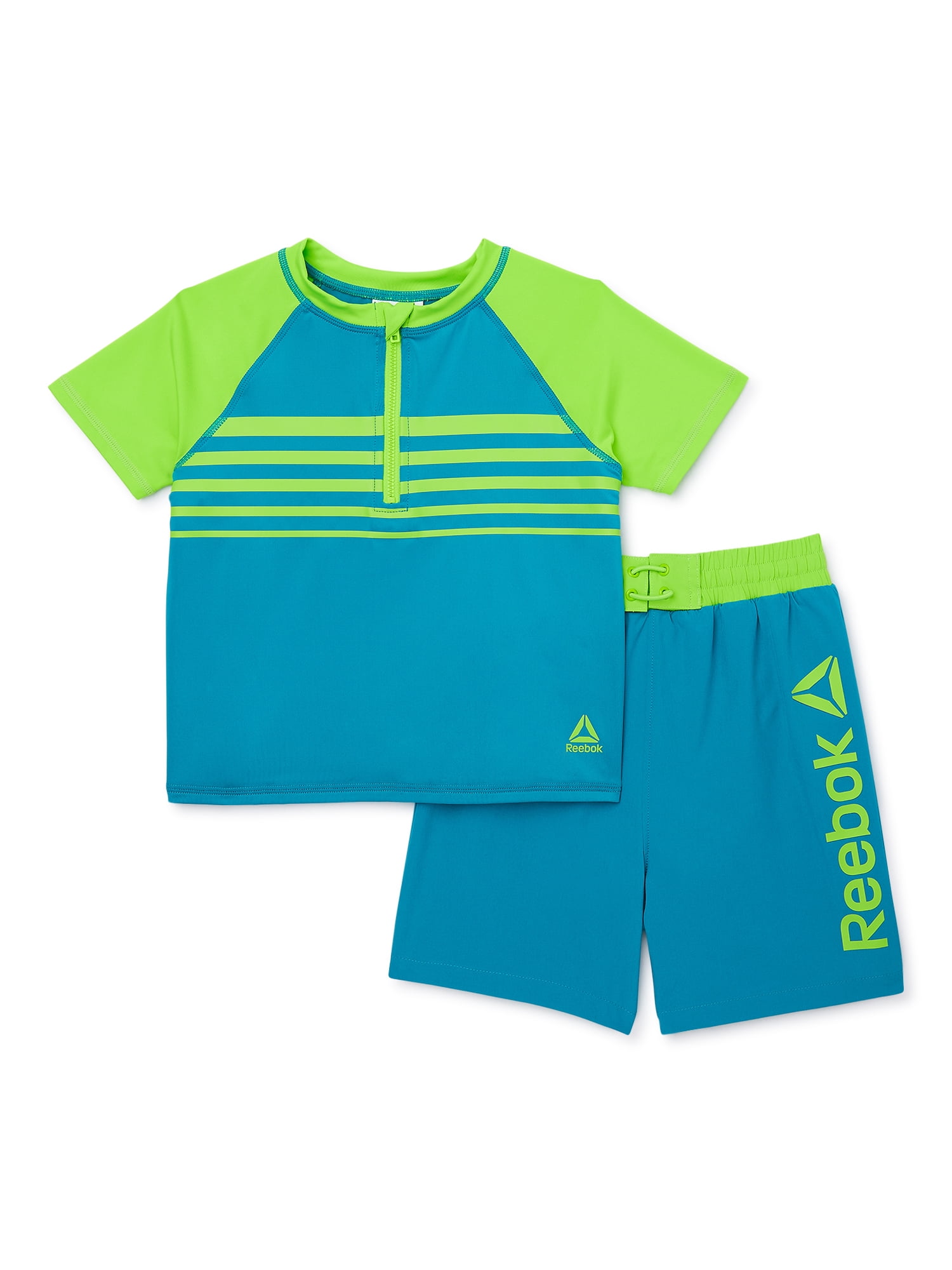 Reebok Toddler Boy Short Sleeve Rashguard Swim Set, 2Piece, Sizes 2T
