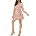 thumbnail image 4 of INSPIRE CHIC Women's Floral Long Sleeve Elastic Waist Ruffle Hem Dress with Belt, 4 of 5