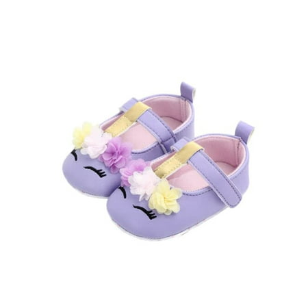 

Sunisery Baby Girls Flower Unicorn Shoes PU Leather Shoes Soft Sole Crib Shoes First Walkers 0-18M