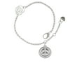 thumbnail image 2 of Delight Jewelry Silvertone Peace Sign - Round Seal Silver-tone Rose Link Chain Bracelet, 6.25"+1.75" Extender, 2 of 4