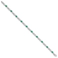 thumbnail image 4 of Auriga Fine Jewelry 10K White Gold Diamond and Emerald Bracelet 7" for Women, 4 of 5