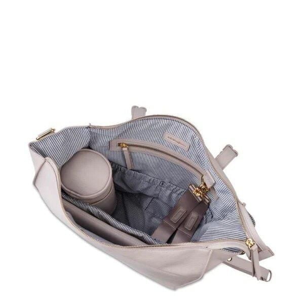 Bababing Diaper Bag - Lucia Backpack - Grey Blush - Luxury Slouch Style - Multi Carry: Shoulder Strap to Backpack - Vegan Leather - Two Insulated Bottle Holders, Large Wipeable Changing Mat, Stroller