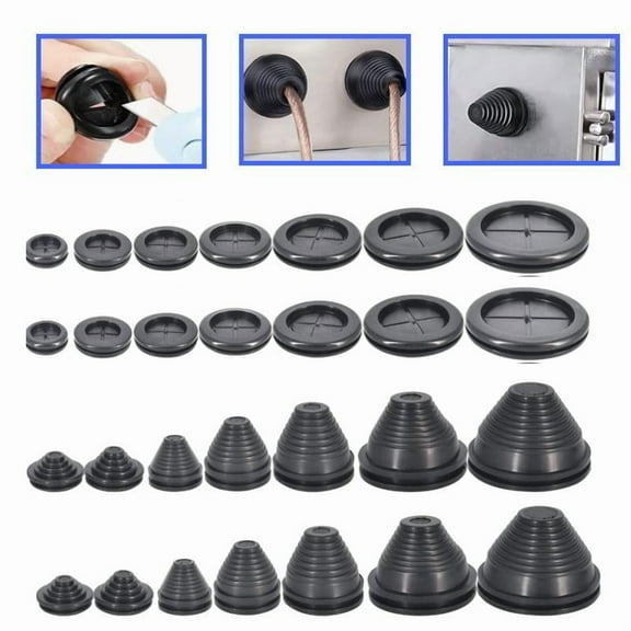 24PCS Rubber Grommets Wire Protection,Closed Rubber Grommet,Firewall Solid Closed Hole,Firewall Plug Grommet Synthetic Wire Protection Hole Grommets,for Drill Hole Wire Electrical Appliance Plumbing