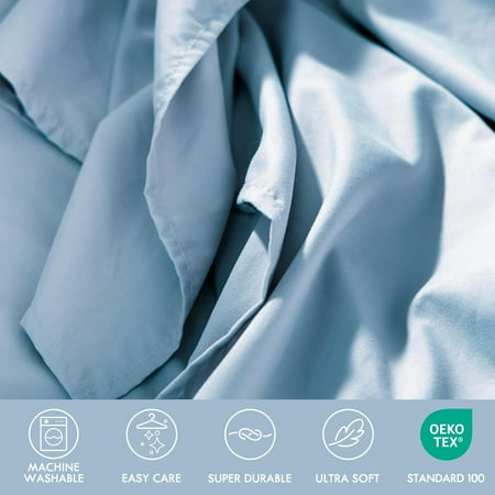 ClevaHome Queen Size Sheet Set - 4 Piece (TWIN, Chambray Blue)