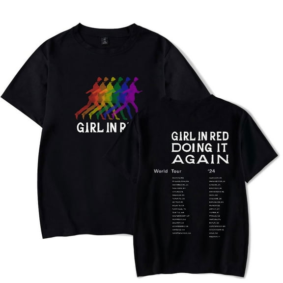 Girl In Red Rainbow Silhouette Itin T-shirts Merch Women Men Clothes Trend Casual Short Sleeve Top