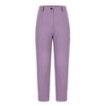 thumbnail image 6 of Olyvenn Women's Summer Linen Pants Casual Dressy High Waisted Capris with Pockets Lightweight Comfy Beach Vacation Work Pant Purple M, 6 of 6