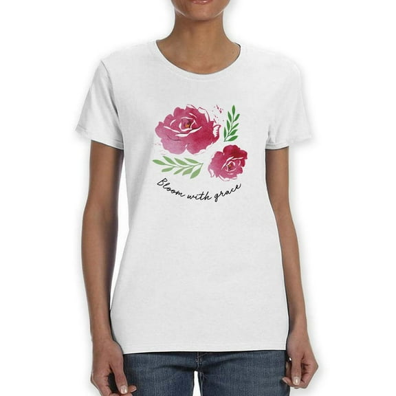 Bloom With Grace Flowers Art Shaped T-Shirt Women -Smartprints Designs, Female Small