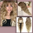 thumbnail image 2 of WXLCISI Women Sexy Light Gold Natural Color Wigs with Bangs Natural Wave Long Curly Heat Resistant synthetic Wig 27.7", 2 of 5