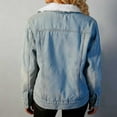 thumbnail image 4 of Miluxas Women Oversized Denim Coat Winter Thick Warm Fleece Lined Lapel Long Sleeve Denim Jacket with Pockets Light Blue XS, 4 of 7