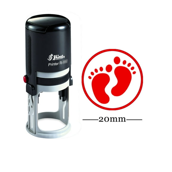 Personalized Custom Shiny 20mm Rubber Mini Stamp FOOTPRINT DESIGN Round Self Inking Kids Teacher Stamp