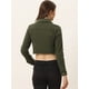 thumbnail image 4 of Chaqueta vaquera para mujer Chaqueta vaquera recortada lavada con botones deshilachados Verde Oliva XS, 4 of 6