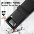 thumbnail image 4 of Compatible Hinged Case for Samsung Galaxy Z Flip 3 with Screen Protector, Heavy-Duty Shockproof PU Leather +Hard PC Galaxy Flip 3 Case Protective Cover Samsung Z Flip 3 Case Women Men-Black, 4 of 17