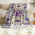 thumbnail image 4 of Soft Flannel Blanket with Purple Flowers Print - Lightweight, Warm Throw for Bed, Sofa, Office, Camping, and Travel - All-Season Comfort, Polyester, 200-250g, 4 of 6