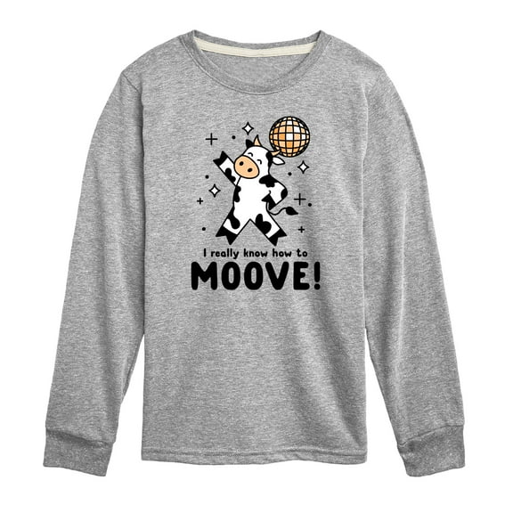 Instant Message - Watch Me Moove Disco Cow - Toddler & Youth Long Sleeve Graphic T-Shirt