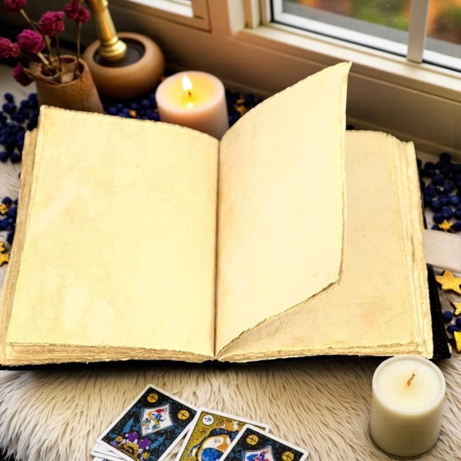 Handmade Leather Journal 5x7 Inches – Floral Moon Botanical Notebook, 200 Deckle-Edge Pages, Vintage Lock, Artisan Writing Diary