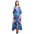 thumbnail image 1 of Bimba Bleu Violacé Ombré Teinture sur Nœuds Kaftan Long de Plage pour Femmes Tenue de Plage Couvre-Maillot de Bikini Robe Maxi-TG-3X, 1 of 5