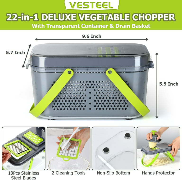 Vegetable Chopper, 22Pcs Multifunctional Food Chopper, Professional Onion  Chopper, Fruit Cutter with 13 Stainless Steel Blades, Kitchen Supplies for