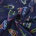thumbnail image 4 of Kids Classic Printed Microfiber Sheet Sets, Ultra Soft Fitted Sheets with Straps - Neon Space, Twin Size, 4 of 5