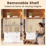Furnibear 47.5 Farmhouse Buffet Sideboard Credenza Cabinet with 2 Drawers and Adjustable Shelves for Living Room Dining Room - White