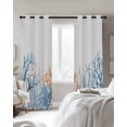 thumbnail image 3 of Coastal Coral Blackout Curtains, Light Blocking Print Window Curtains, Blue Ocean Starfish Seagrass Watercolor Thermal Insulated Window Drapes for Living Room Kitchen Cafe 2 Panels, 84"W x 63"L, 3 of 9