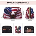 thumbnail image 5 of Gaeub USA Eagle with Spread Wings Printed Travel Cosmetic Bag,Makeup Bag, Large Capacity Toiletry Bag for Women, Portable Pouch Make Up Organizer with Zipper and Divider, 5 of 8